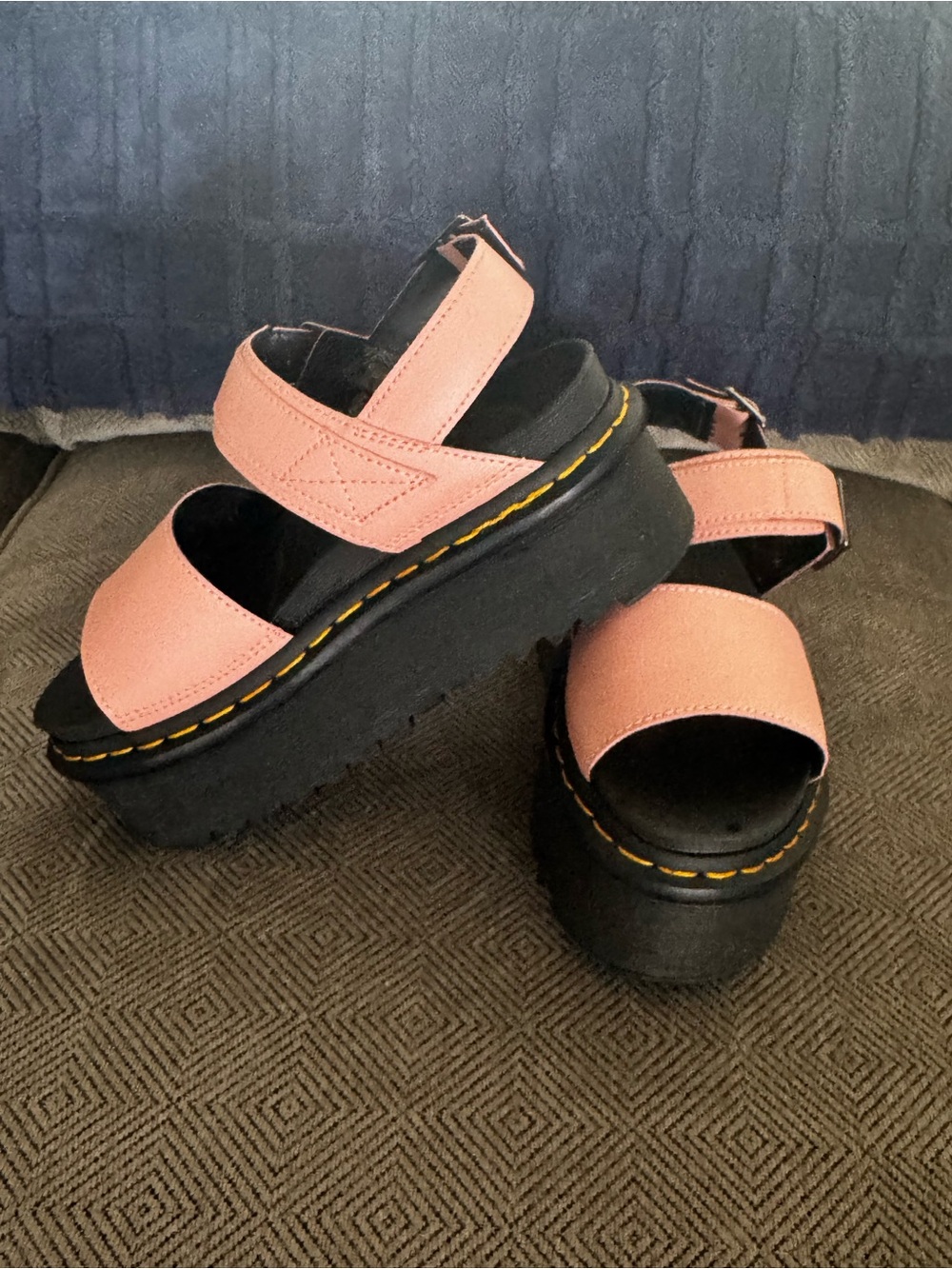 Dr. Martens Pink Platform Sandals with Black Sole
